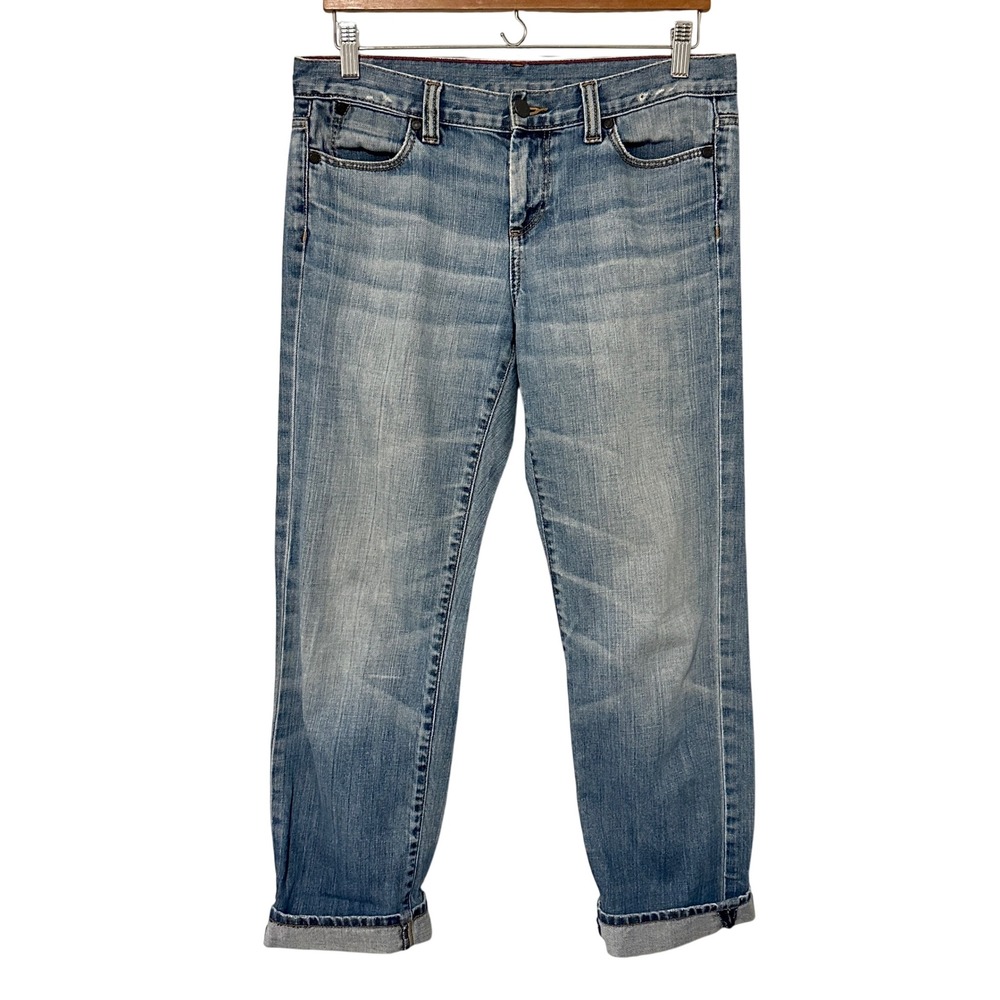 Talbots Cropped Boyfriend Jeans Womens 28* Light Wash Distressed Mid-Rise‎ Boho
